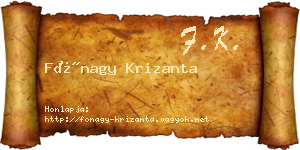 Fónagy Krizanta névjegykártya
